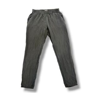 Eileen Fisher Silk Tapered Ankle Pants Georgette Crepe Womens Size XS Black